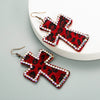 Handmade Geometric Leather Leopard Pattern Exaggerated Drop Earrings For Women With Decorative Diamond Style Detail