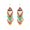 Handmade Geometric Multi Layer Rice Bead Long Tassel Earrings Retro Fashion Dangle Earrings