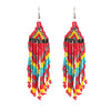 Handmade Geometric Multi Layer Rice Bead Long Tassel Earrings Retro Fashion Dangle Earrings