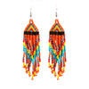 Handmade Geometric Multi Layer Rice Bead Long Tassel Earrings Retro Fashion Dangle Earrings