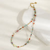 Handmade Geometric Natural Stone Beaded Necklace With Czech Beads And Agate