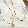 Handmade Geometric Natural Stone Beaded Necklace With Czech Beads And Agate
