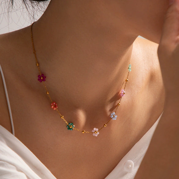 Handmade Geometric Stainless Steel Electroplating Fiveflower Bracelet For Girls