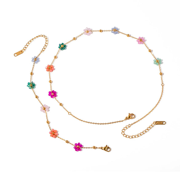 Handmade Geometric Stainless Steel Electroplating Fiveflower Bracelet For Girls