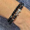 Handmade Geometric Stone Hiphop Hand Jewelry Unisex Beaded Bracelet With African Pine Yellow Tiger Eye And Volcanic Stone