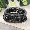 Handmade Geometric Stone Hiphop Hand Jewelry Unisex Beaded Bracelet With African Pine Yellow Tiger Eye And Volcanic Stone