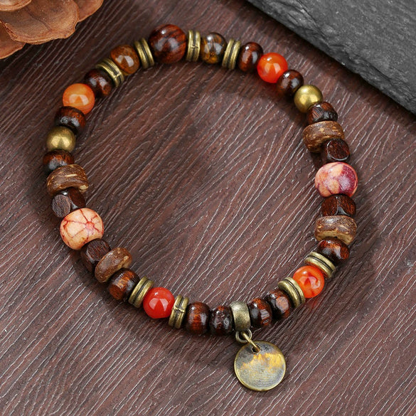 Handmade Geometric Style Unisex Bracelet Jewelry With Black Gallstone And Turquoise