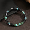 Handmade Geometric Style Unisex Bracelet Jewelry With Black Gallstone And Turquoise