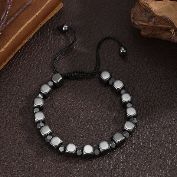 Handmade Geometric Style Unisex Bracelet Jewelry With Black Gallstone And Turquoise