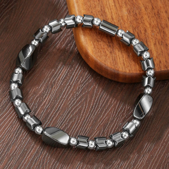 Handmade Geometric Style Unisex Bracelet Jewelry With Black Gallstone And Turquoise