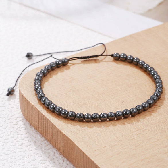 Handmade Geometric Tiger Eye Volcanic Stone Black Stone Unisex Bracelet Charm