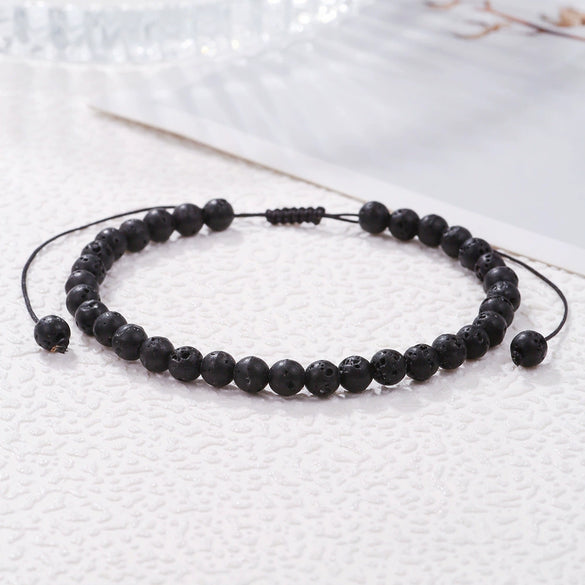 Handmade Geometric Tiger Eye Volcanic Stone Black Stone Unisex Bracelet Charm