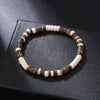Handmade Geometric Wood Chips Pine Stone Beaded Skull Bracelet Unisex