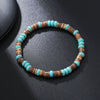 Handmade Geometric Wood Chips Pine Stone Beaded Skull Bracelet Unisex