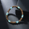 Handmade Geometric Wood Chips Pine Stone Beaded Skull Bracelet Unisex