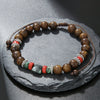 Handmade Geometric Wood Chips Pine Stone Beaded Skull Bracelet Unisex