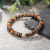 Handmade Geometric Wood Chips Pine Stone Beaded Skull Bracelet Unisex