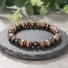 Handmade Geometric Wood Chips Pine Stone Beaded Skull Bracelet Unisex