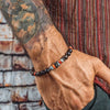 Handmade Geometric Wood Chips Pine Stone Beaded Skull Bracelet Unisex