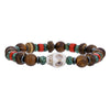 Handmade Geometric Wood Chips Pine Stone Beaded Skull Bracelet Unisex