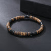 Handmade Geometric Wood Chips Pine Stone Beaded Skull Bracelet Unisex