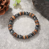 Handmade Geometric Wood Chips Pine Stone Beaded Skull Bracelet Unisex