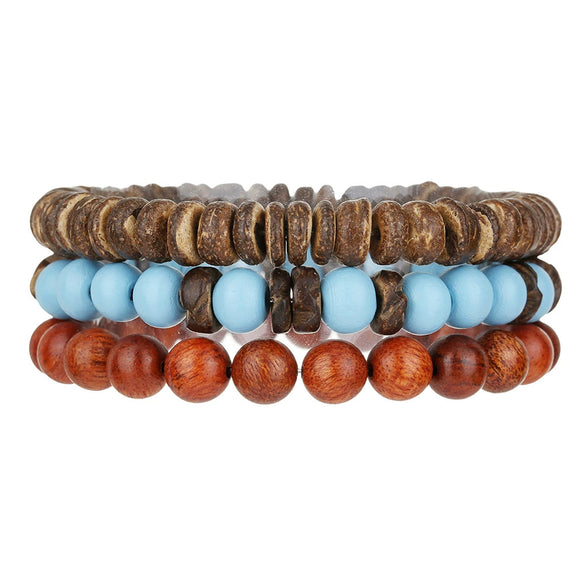 Handmade Geometric Wooden Beaded Bracelets Unisex