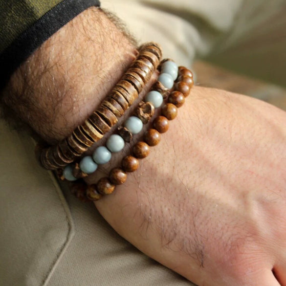 Handmade Geometric Wooden Beaded Bracelets Unisex