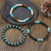 Handmade Geometric Wooden Beaded Volcanic Stone Turquoise Coconut Shell Unisex Bracelet