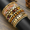 Handmade Geometric Wooden Beads And Stone Beach Bracelet For Women
