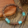Handmade Geometric Wooden Beads Turquoise Coconut Shell Bracelet Unisex Hiphop Style