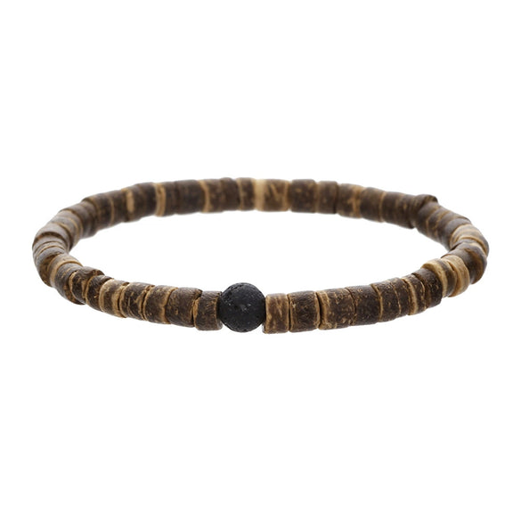 Handmade Geometric Wooden Beads Turquoise Coconut Shell Bracelet Unisex Hiphop Style