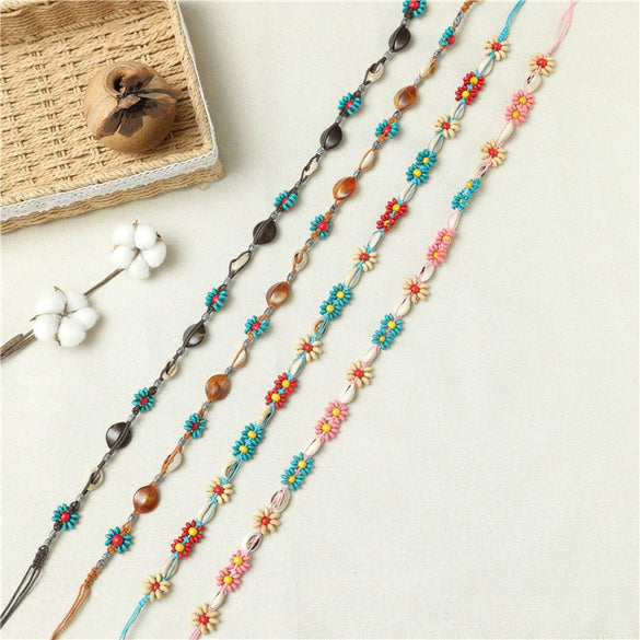 Handmade Girl Skirt Belt With Woven Belt And Chinese Knot Made Of Wax Rope