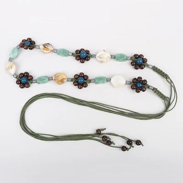 Handmade Girl Skirt Belt With Woven Belt And Chinese Knot Made Of Wax Rope