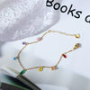 Handmade Girl Summer Dream Rainbow Diamond Drop Shape Bracelet Titanium Steel 18K Gold Plated