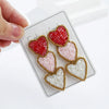Handmade Glass Glazed Three Heart Three Color Beige Women's Earrings