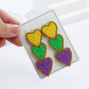 Handmade Glass Glazed Three Heart Three Color Beige Women's Earrings
