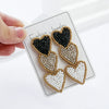 Handmade Glass Glazed Three Heart Three Color Beige Women's Earrings