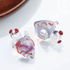 Handmade Glass Heart Pendant Necklace With Dripping Oil Design Imported Materials Light Luxury Niche Jewelry Accessories
