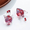Handmade Glass Heart Pendant Necklace With Dripping Oil Design Imported Materials Light Luxury Niche Jewelry Accessories