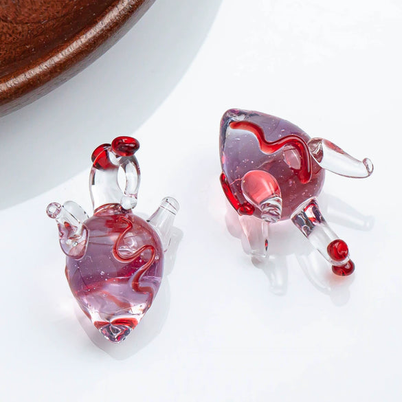 Handmade Glass Heart Pendant Necklace With Dripping Oil Design Imported Materials Light Luxury Niche Jewelry Accessories