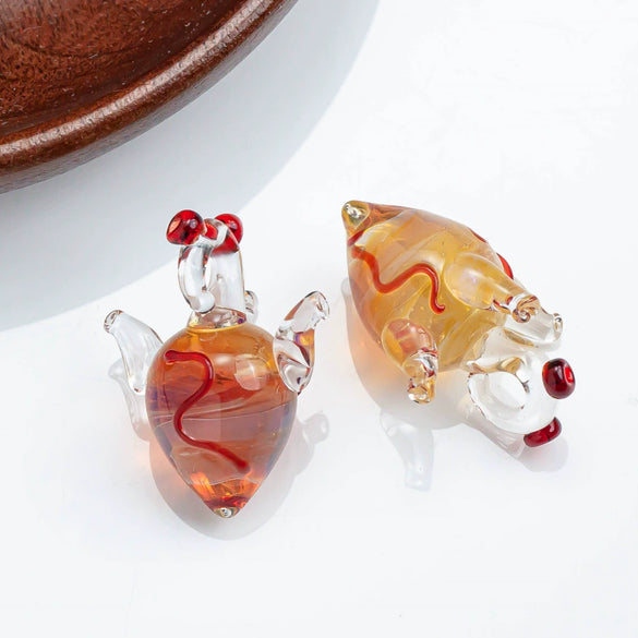 Handmade Glass Heart Pendant Necklace With Dripping Oil Design Imported Materials Light Luxury Niche Jewelry Accessories