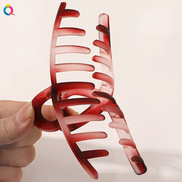 Handmade Gradient Retro Hair Claw Clip For Women With Cross Design Stylish Grip Hair Accessory