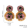 Handmade Grass Fabric Geometric Flower Earrings For Women In Vacation Style