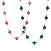 Handmade Half Bead Tourmaline Natural Stone Necklace With Stainless Steel 18K Gold Electroplated Geometric Light Luxury Jewelry For Women