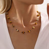 Handmade Half Bead Tourmaline Natural Stone Necklace With Stainless Steel 18K Gold Electroplated Geometric Light Luxury Jewelry For Women