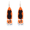 Handmade Halloween Black Cat Rice Beads Tassel Earrings For Women Plastic And Resin Material Exaggerated Funny Design