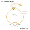 Handmade Heart Shaped Titanium Steel Zircon Double Clavicle Necklace Bracelet Suit With Pvd Plated True Gold Color Preservation For Women In Light Luxury Style