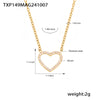 Handmade Heart Shaped Titanium Steel Zircon Double Clavicle Necklace Bracelet Suit With Pvd Plated True Gold Color Preservation For Women In Light Luxury Style