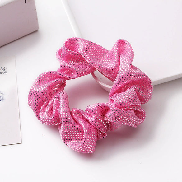 Handmade High Elastic Rainbow Scrunchie Hair Tie With Hot Stamped Laser Detail Punk Style Fabric Hair Ring